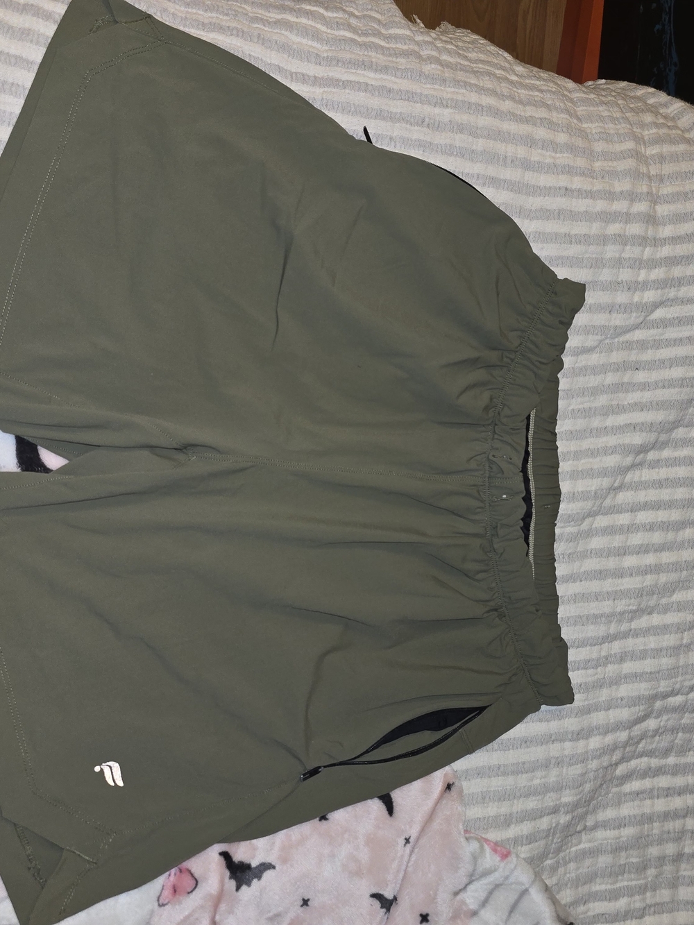 Men's Olive Green Fabletic Shorts - Elastic Waist S/M